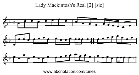 Lady Mackintosh's Real [2] [sic] - staff notation