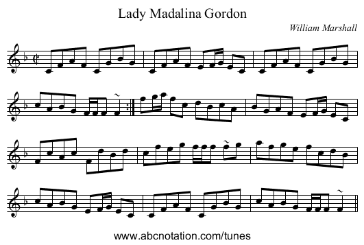 Lady Madalina Gordon - staff notation