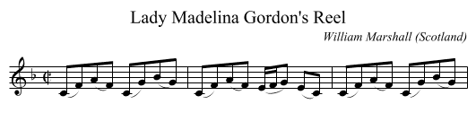 Lady Madelina Gordon's Reel - staff notation