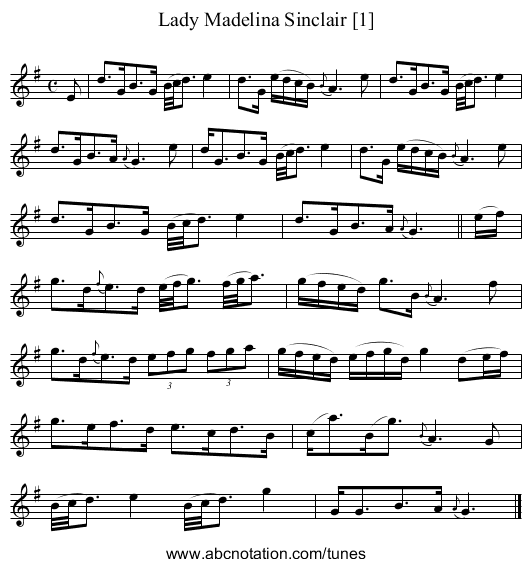 Lady Madelina Sinclair [1] - staff notation