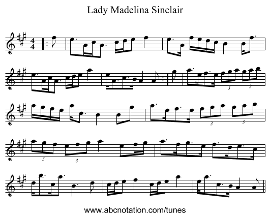 Lady Madelina Sinclair - staff notation