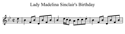 Lady Madelina Sinclair's Birthday - staff notation