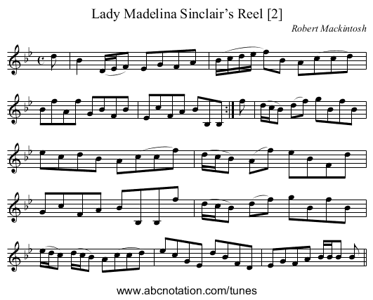 Lady Madelina Sinclair’s Reel [2] - staff notation