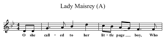Lady Maisrey (A) - staff notation