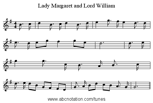 Lady Margaret and Lord William - staff notation