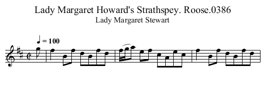 Lady Margaret Howard's Strathspey. Roose.0386 - staff notation