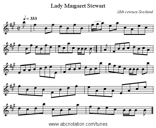 Lady Margaret Stewart - staff notation