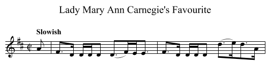 Lady Mary Ann Carnegie's Favourite - staff notation