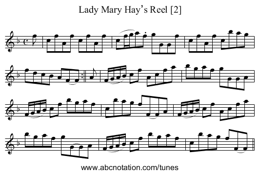Lady Mary Hay’s Reel [2] - staff notation