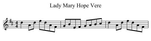 Lady Mary Hope Vere - staff notation