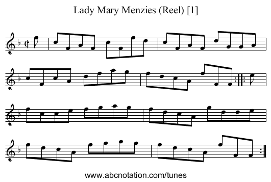 Lady Mary Menzies (Reel) [1] - staff notation