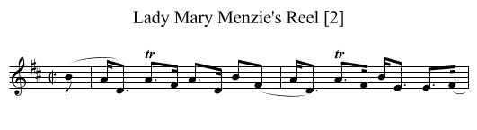 Lady Mary Menzie's Reel [2] - staff notation