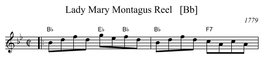 Lady Mary Montagus Reel   [Bb] - staff notation
