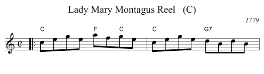 Lady Mary Montagus Reel   (C) - staff notation