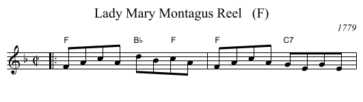 Lady Mary Montagus Reel   (F) - staff notation