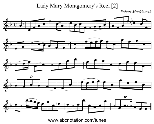 Lady Mary Montgomery's Reel [2] - staff notation