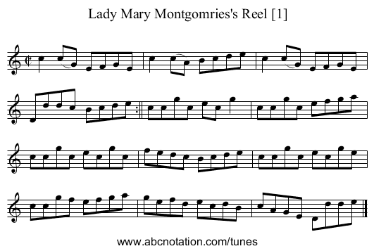 Lady Mary Montgomries's Reel [1] - staff notation