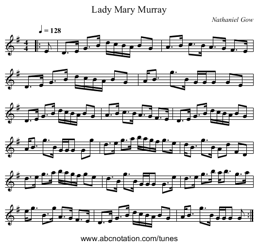 Lady Mary Murray - staff notation