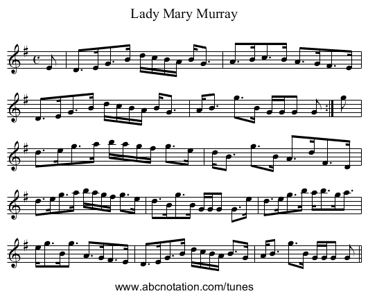 Lady Mary Murray - staff notation