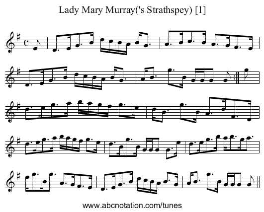 Lady Mary Murray('s Strathspey) [1] - staff notation