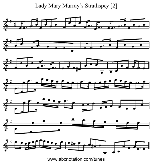 Lady Mary Murray’s Strathspey [2] - staff notation