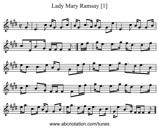 Lady Mary Ramsay [1] - staff notation