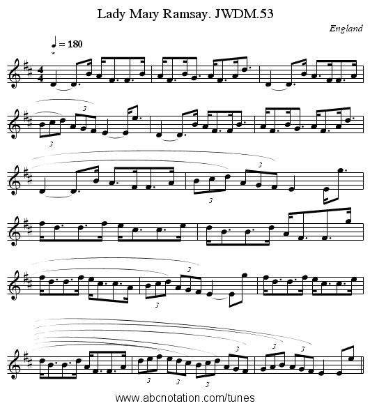 Lady Mary Ramsay. JWDM.53 - staff notation