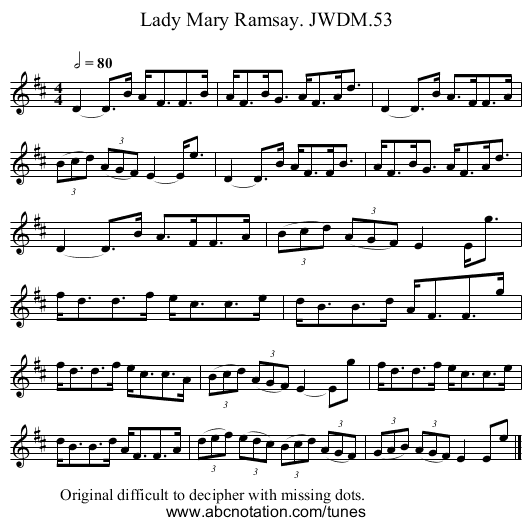 Lady Mary Ramsay. JWDM.53 - staff notation