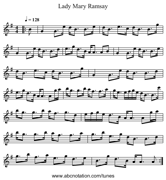 Lady Mary Ramsay - staff notation
