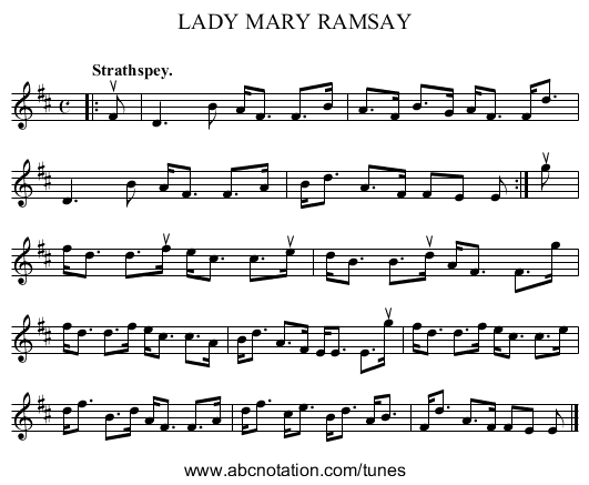 LADY MARY RAMSAY - staff notation
