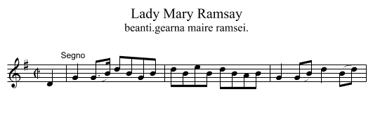 Lady Mary Ramsay - staff notation