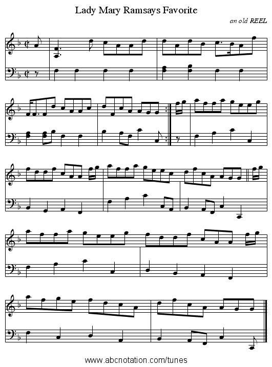 Lady Mary Ramsays Favorite - staff notation