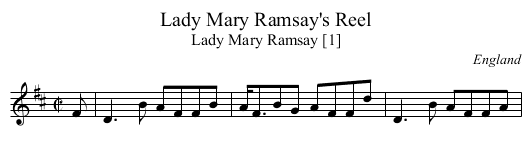 Lady Mary Ramsay's Reel - staff notation
