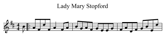Lady Mary Stopford - staff notation