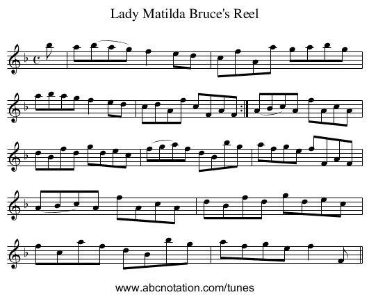 Lady Matilda Bruce's Reel - staff notation