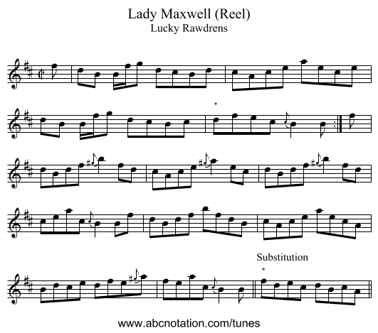 Lady Maxwell (Reel) - staff notation
