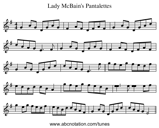 Lady McBain's Pantalettes - staff notation