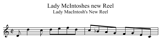 Lady McIntoshes new Reel - staff notation
