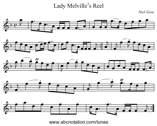 Lady Melville’s Reel - staff notation