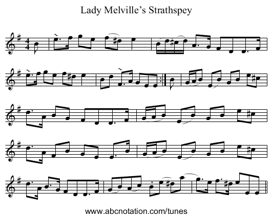 Lady Melville’s Strathspey - staff notation