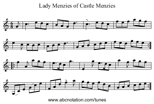 Lady Menzies of Castle Menzies - staff notation