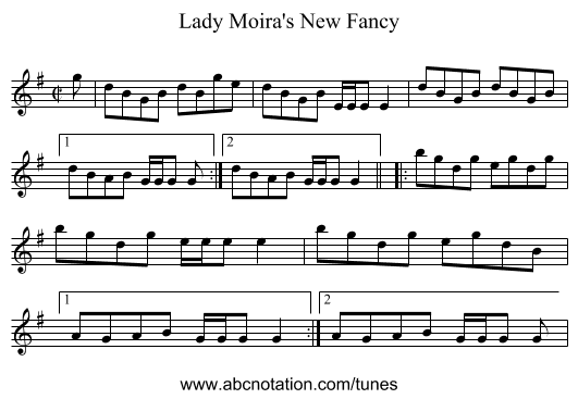 Lady Moira's New Fancy - staff notation