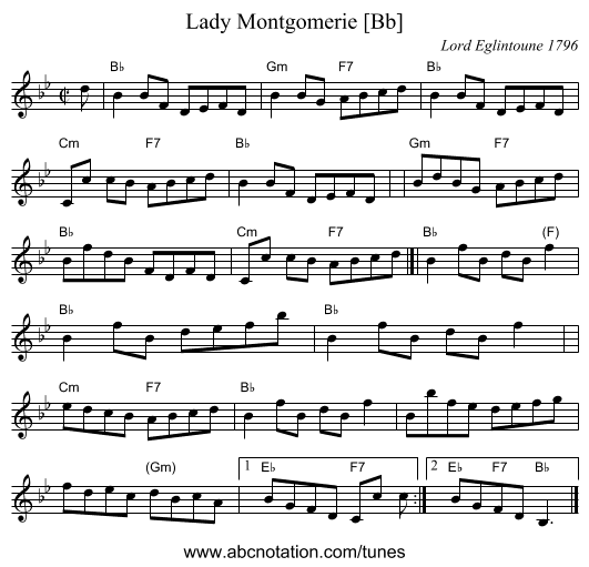 Lady Montgomerie [Bb] - staff notation
