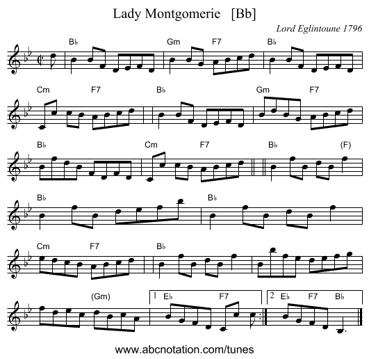 Lady Montgomerie   [Bb] - staff notation