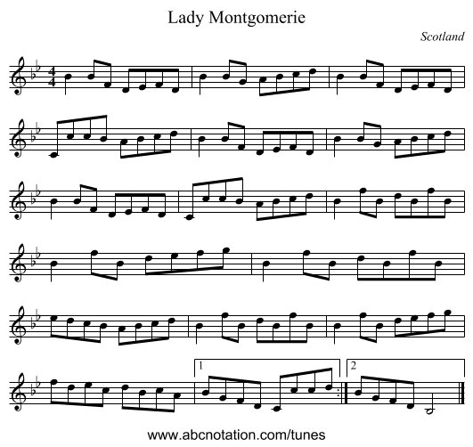 Lady Montgomerie - staff notation