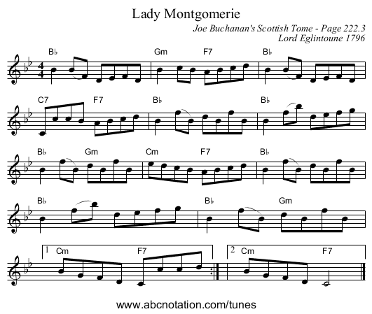 Lady Montgomerie - staff notation