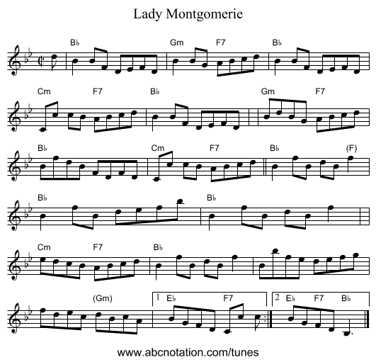 Lady Montgomerie - staff notation