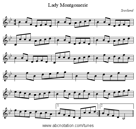 Lady Montgomerie - staff notation