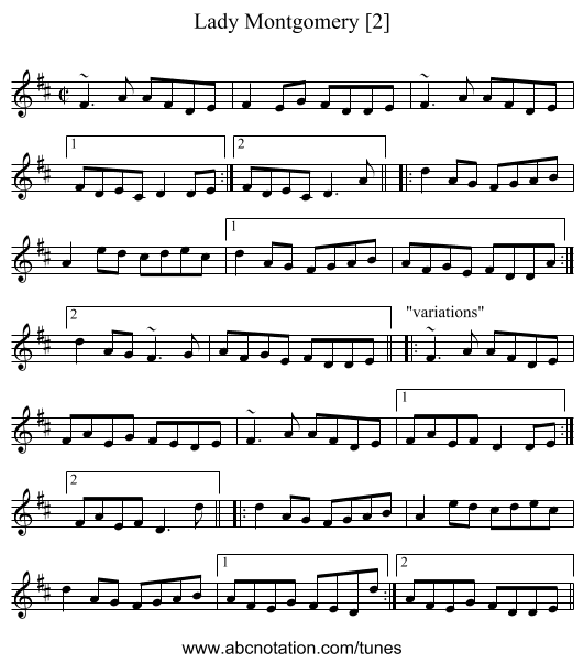 Lady Montgomery [2] - staff notation