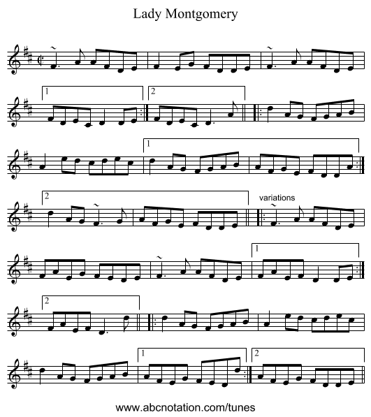 Lady Montgomery - staff notation